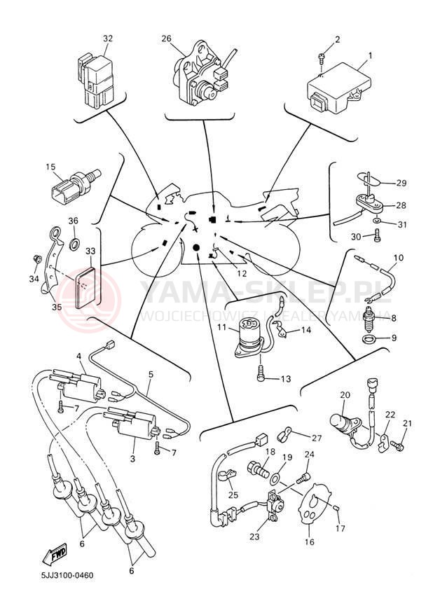 Schemat "układ elektryczny" do Yamaha R1 YZFR1M/YZFR1MC