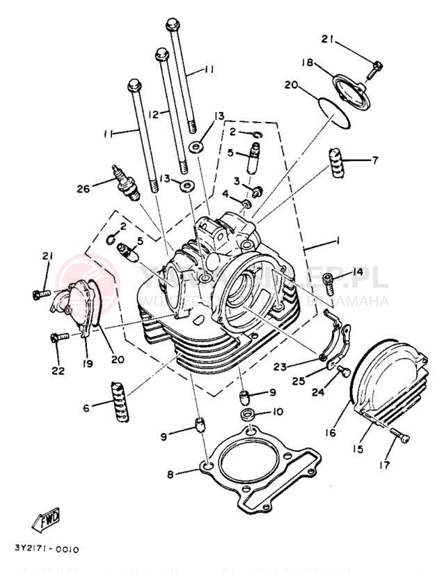 Schemat "głowica" do Yamaha XT250J
