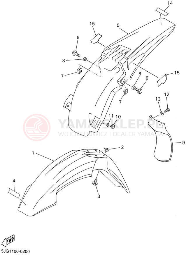 Schemat "błotnik" do Yamaha YZ426 YZ426FN