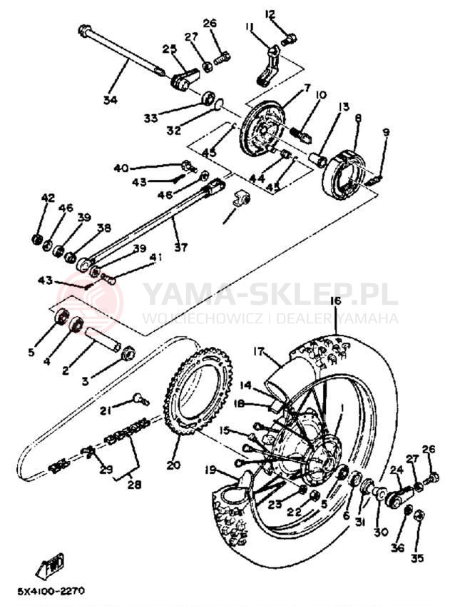 Schemat "Koło tył" do Yamaha YZ125J