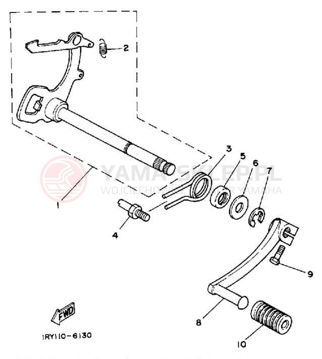 Schemat "Dźwignia zmiany biegów, wałek" do Yamaha BIG WHEEL BW80T