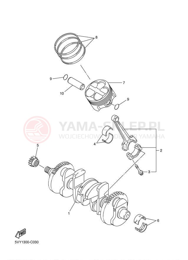 Schemat "Wał korbowy, tłok" do Yamaha YZF-R1 YZFR1TC/YZFR1T