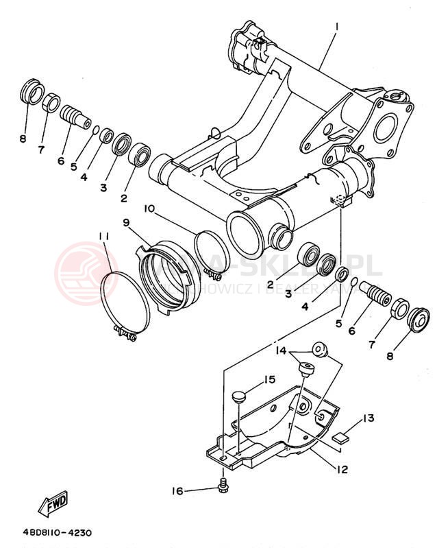 Schemat "wahacz" do Yamaha TIMBERWOLF 2WD YFB250G