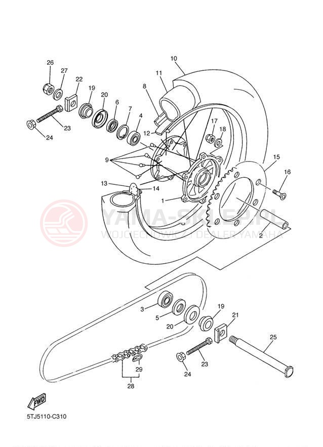 Schemat "Koło tył" do Yamaha WR450F WR450FS