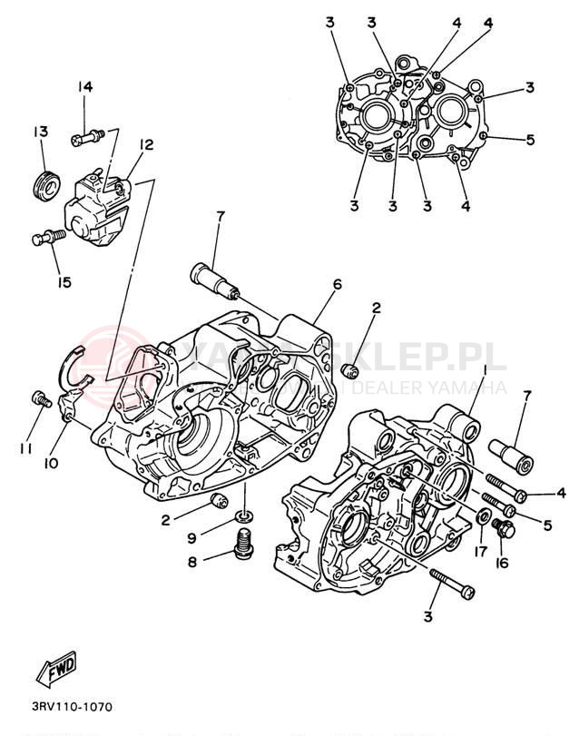 Schemat "Obudowa silnika" do Yamaha Y-ZINGER PW80H