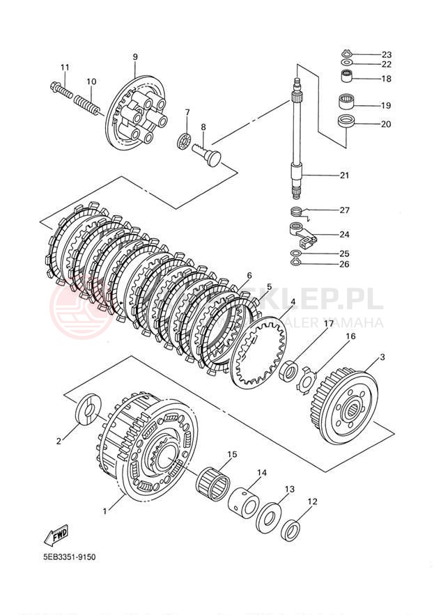 Schemat "sprzęgło" do Yamaha YZFR6 YZFR6P/YZFR6PC