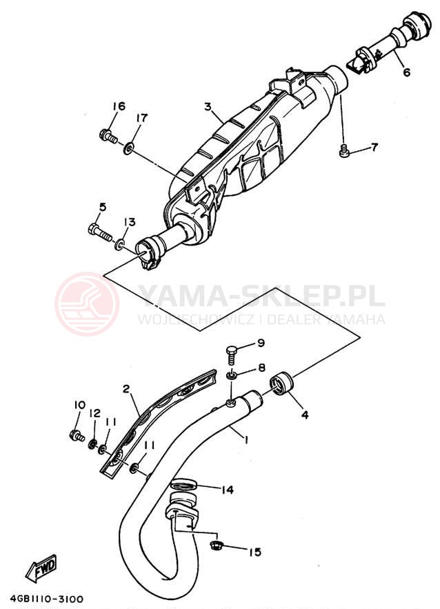 Schemat "Wydech końcowy" do Yamaha KODIAK 4WD YFM400FWF_