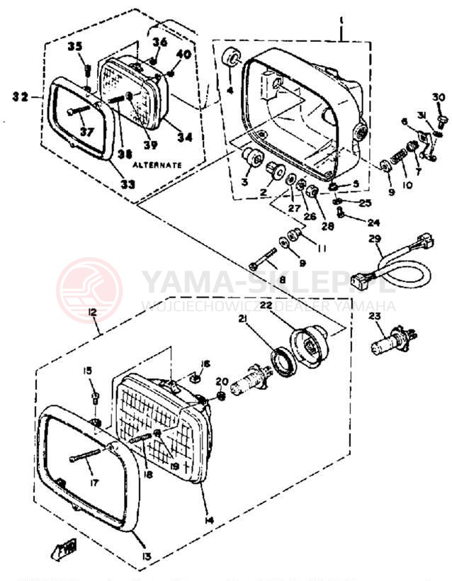 Schemat "Lampa przód" do Yamaha XS1100H