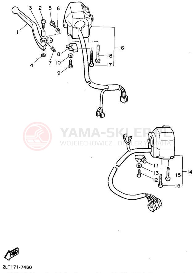 Schemat "Kierownica i osprzęt" do Yamaha V-MAX 1200 VMX12G/VMX12GC