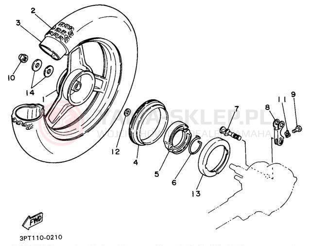 Schemat "Koło tył" do Yamaha PW50J1