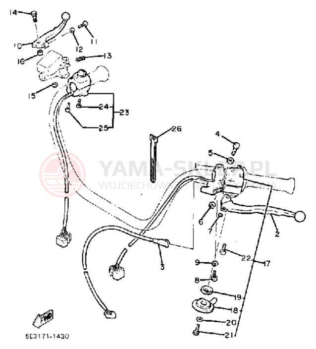 Schemat "Kierownica i osprzęt" do Yamaha VIRAGO 750 XV750J