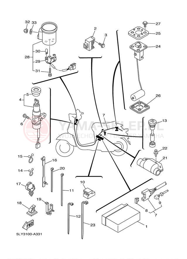 Schemat "układ elektryczny" do Yamaha VINO CLASSIC YJ50RAR