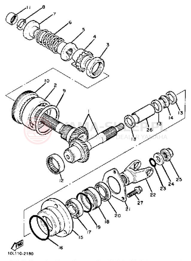 Schemat "Przeniesienie napędu" do Yamaha XV920J