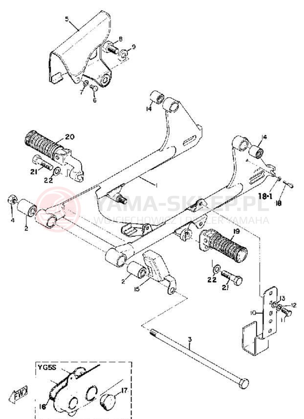 Schemat "Wahacz, osłona łańcucha" do Yamaha YG5T