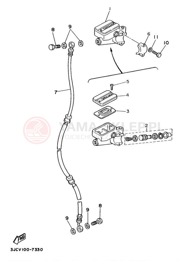 Schemat "Pompa hamulcowa przednia" do Yamaha VIRAGO 535 XV535K/XV535KC