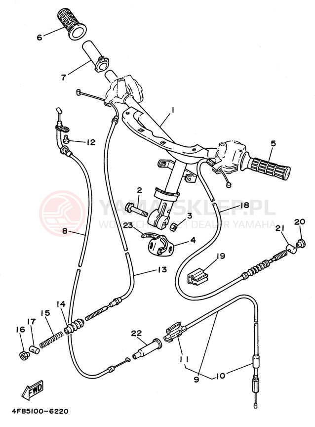 Schemat "Kierownica i osprzęt" do Yamaha JOG CY50H