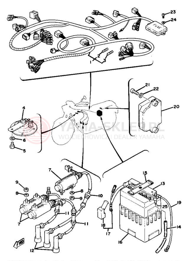 Schemat "układ elektryczny" do Yamaha XS750SE