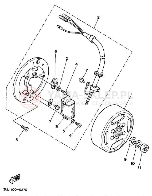 Schemat "prądnica" do Yamaha RT100A