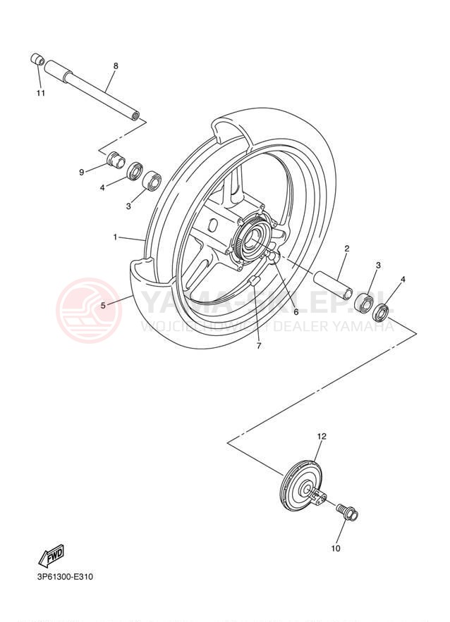 Schemat "Koło przód" do Yamaha FJR13ABS FJR13AVC/FJR13AV