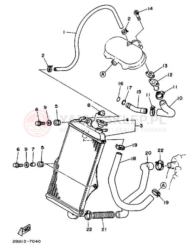 Schemat "Układ chlodzenia" do Yamaha BANSHEE YFZ350U