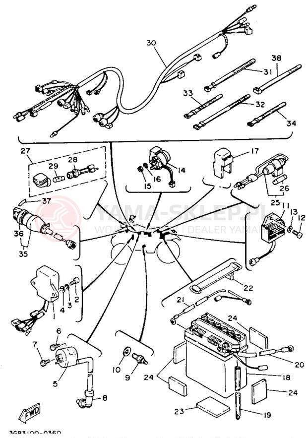 Schemat "układ elektryczny" do Yamaha CHAMP YFM100A