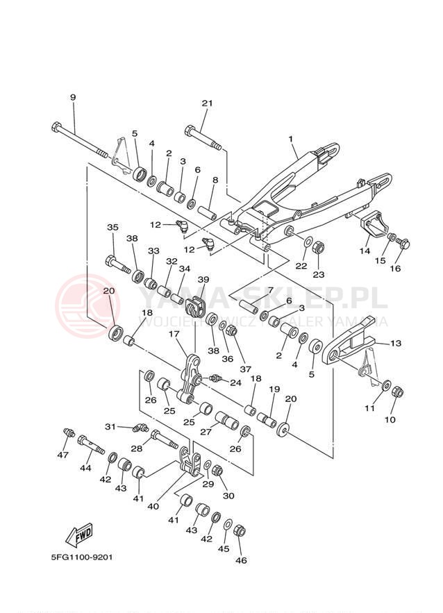Schemat "wahacz" do Yamaha TTR225 TTR225PC/TTR225P