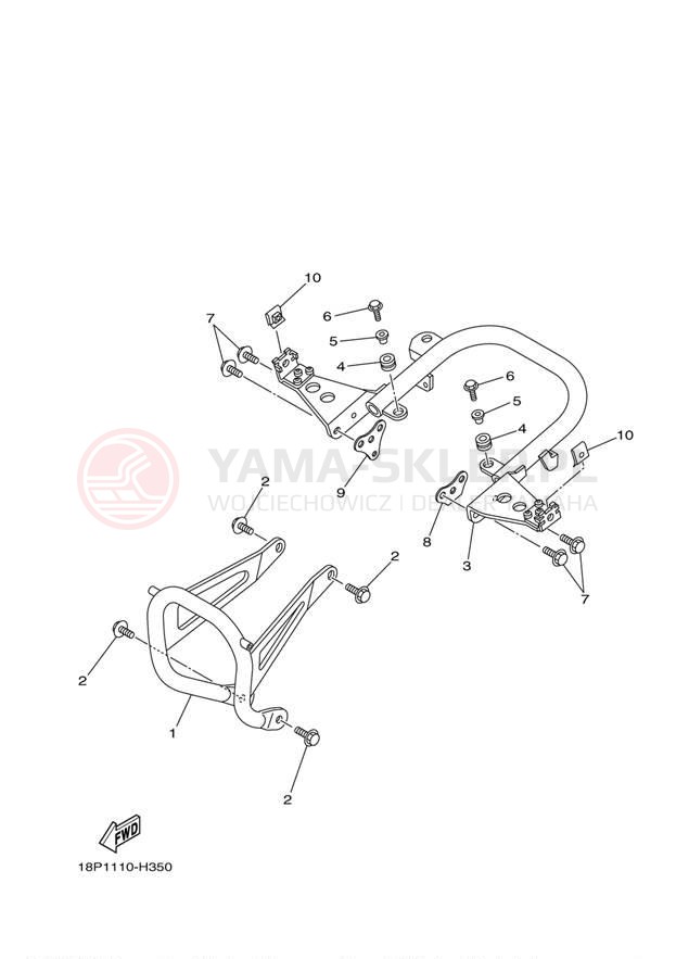 Schemat "osłona / stelaż" do Yamaha YFZ450R YFZ45RBW/YFZ45RBL