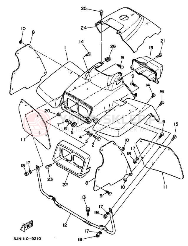 Schemat "Przedni błotnik" do Yamaha YFU1W