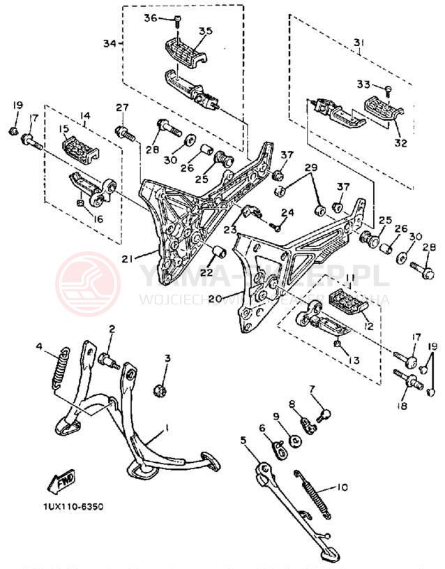 Schemat "Stopka postojowa i podnóżki" do Yamaha FJ1200T/FJ1200TC