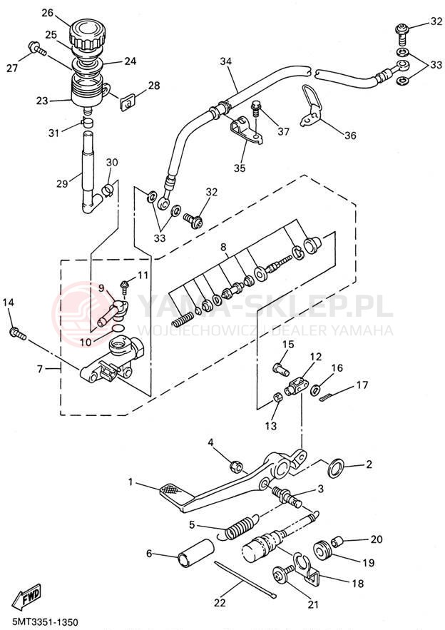 Schemat "Pompa hamulcowa tył" do Yamaha YZFR6 YZFR6NC/YZFR6N