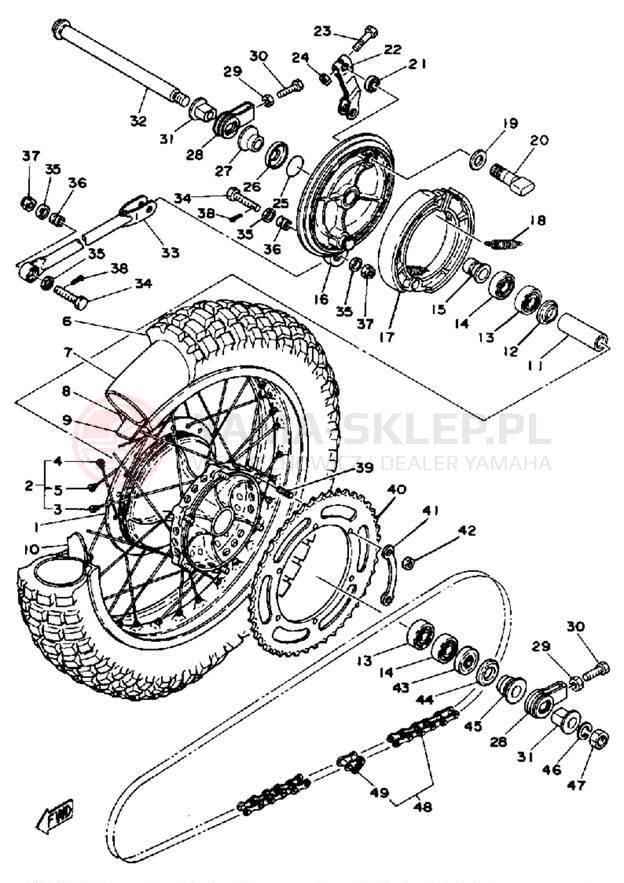Schemat "Koło tył" do Yamaha YZ400F