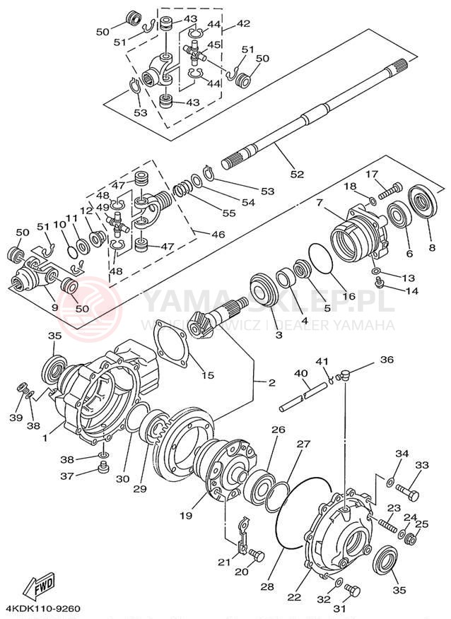 Schemat "Wał napędowy przód" do Yamaha TIMBERWOLF 2WD YFB250FWL