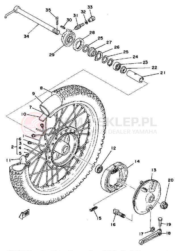 Schemat "Koło przód" do Yamaha IT400D/IT250D