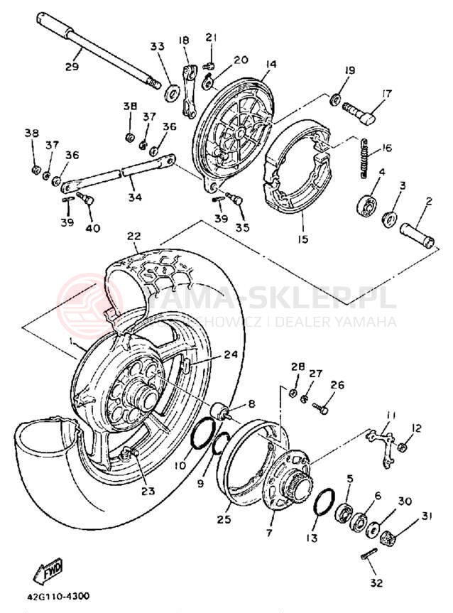 Schemat "Koło tył" do Yamaha VIRAGO 1000 XV1000NC/XV1000N