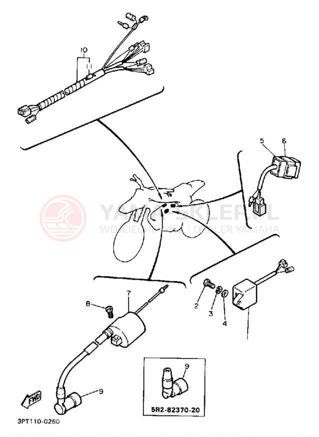 Schemat "układ elektryczny" do Yamaha Y-ZINGER PW50A