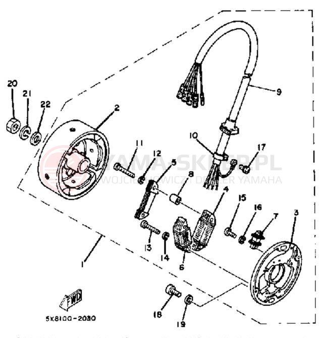 Schemat "Moduł zapłonowy - cewka" do Yamaha IT175K
