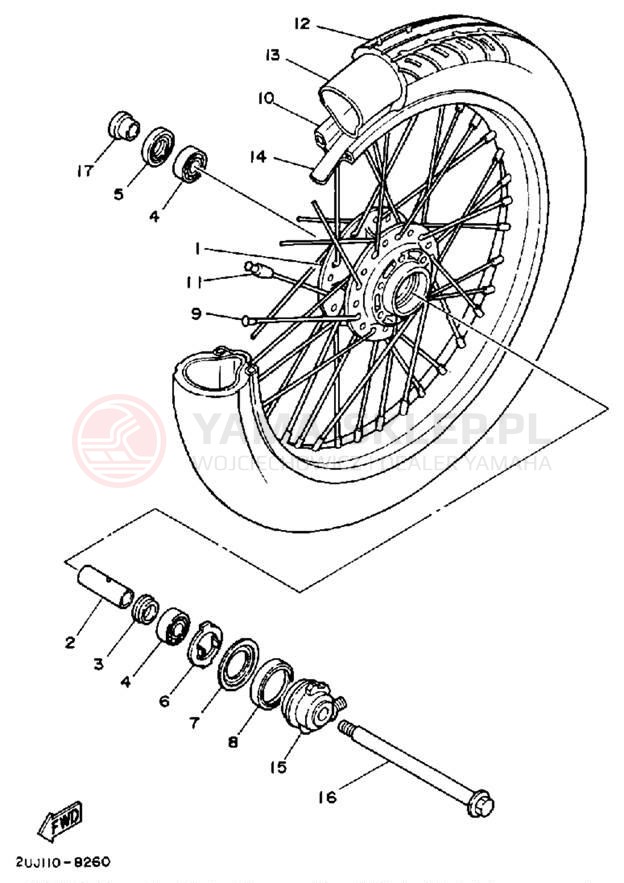 Schemat "Koło przód" do Yamaha ROUTE 66 XV250WC/XV250W