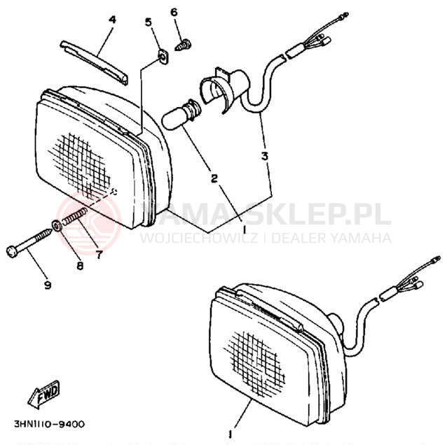 Schemat "Lampa przód" do Yamaha BIG BEAR 4WD YFM350FWW