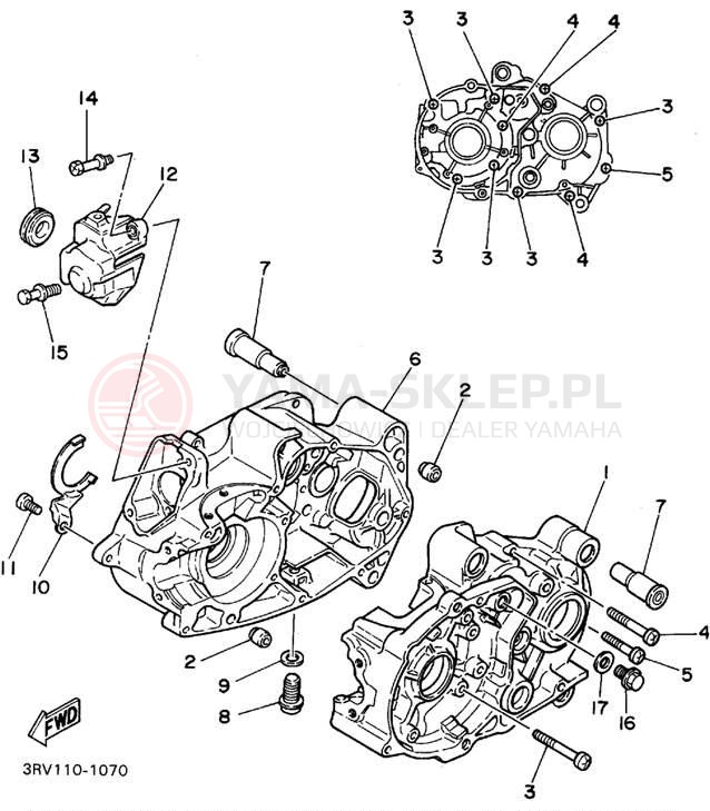 Schemat "Obudowa silnika" do Yamaha Y-ZINGER PW80G