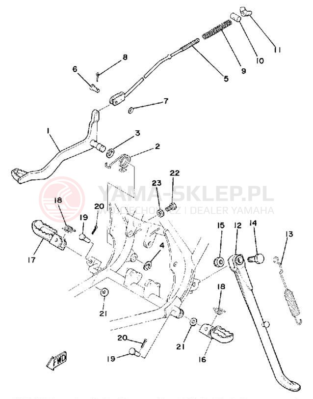 Schemat "Stopka postojowa i podnóżki" do Yamaha MX175G