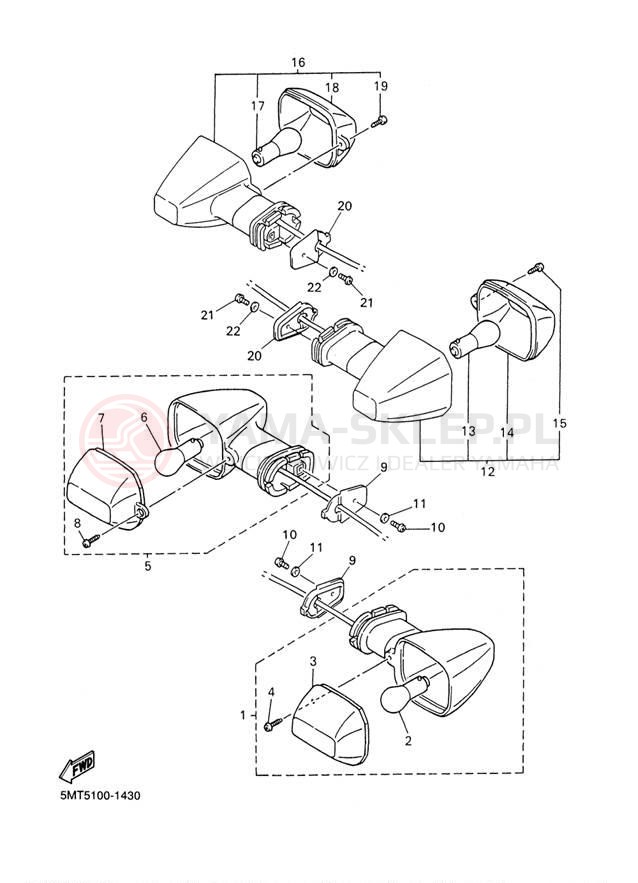 Schemat "kierunkowskazy" do Yamaha YZFR6 YZFR6P/YZFR6PC