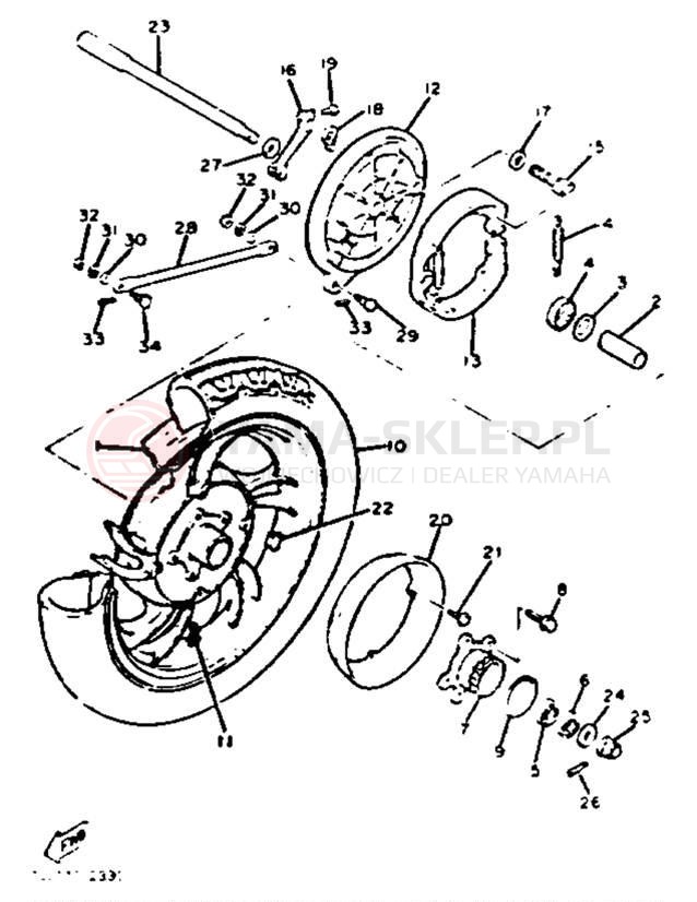 Schemat "Koło tył" do Yamaha XJ750J