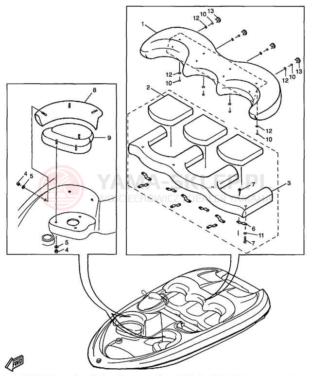 Schemat "Schowek pod siedzeniem," do Yamaha EXCITER 135 EXS1200X