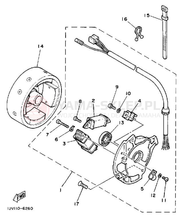 Schemat "prądnica" do Yamaha CE50ES