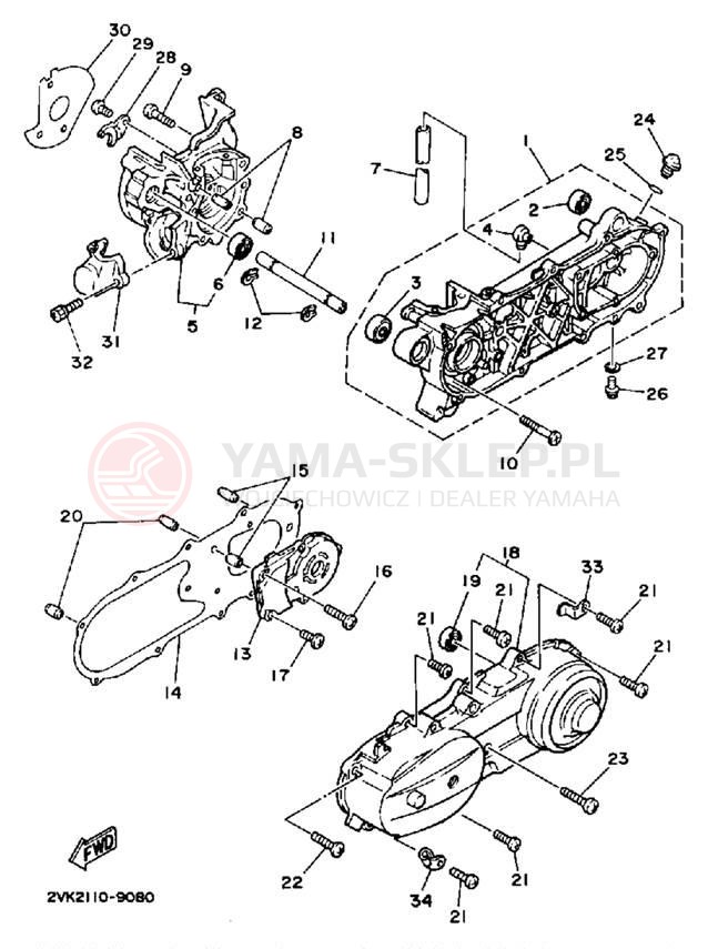 Schemat "Obudowa silnika" do Yamaha JOG CG50W