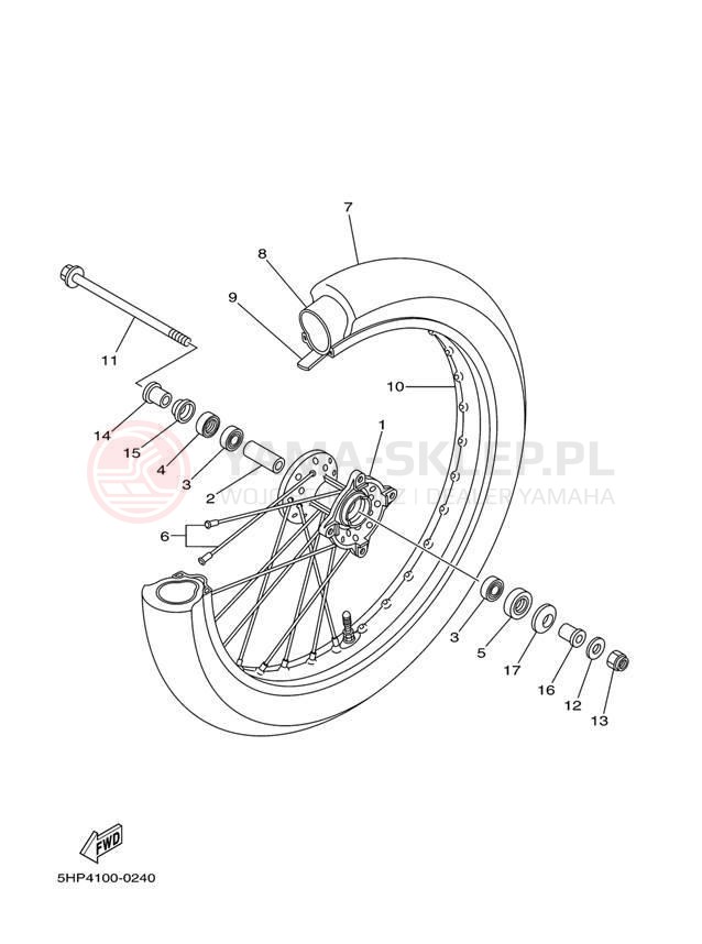 Schemat "Koło przód" do Yamaha TT-R125E TTR125LES/TTR125ES