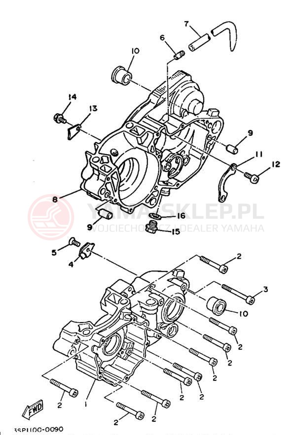 Schemat "Obudowa silnika" do Yamaha YZ250E