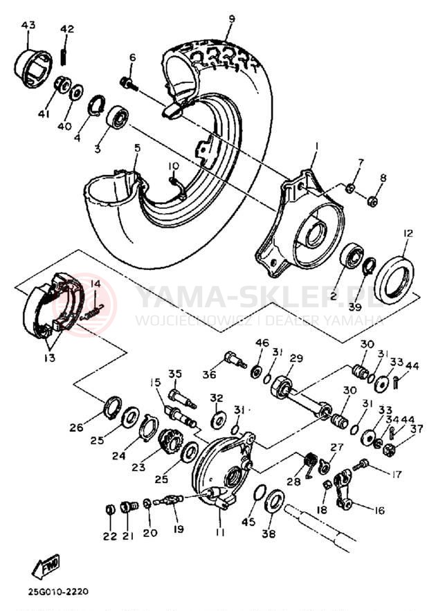 Schemat "Koło przód" do Yamaha RIVA 180 XC180L/XC180LC