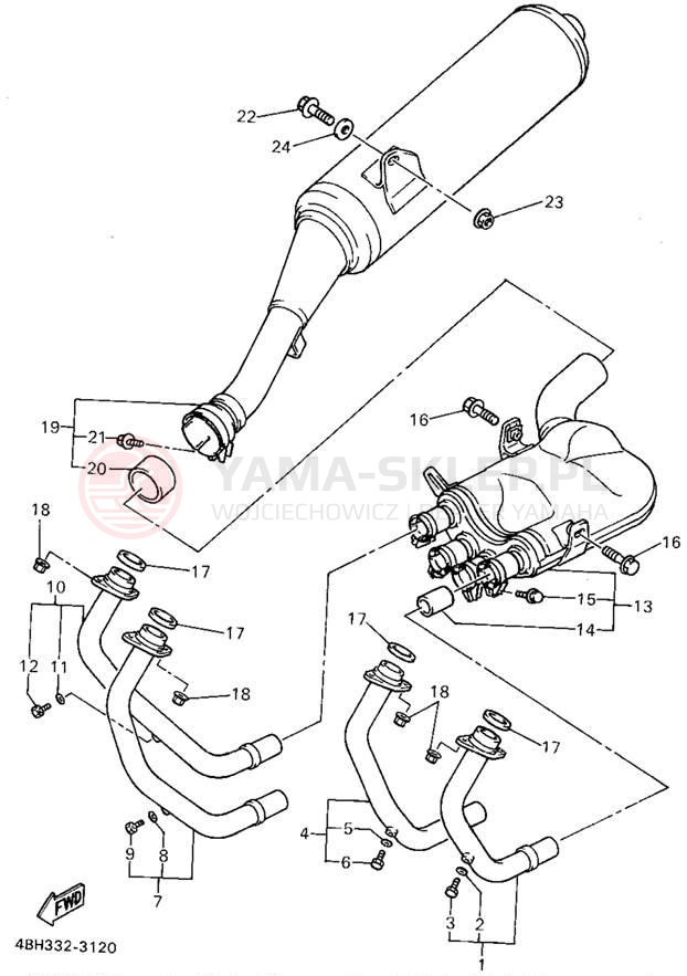 Schemat "Wydech końcowy" do Yamaha GTS1000AFC/GTS1000AF