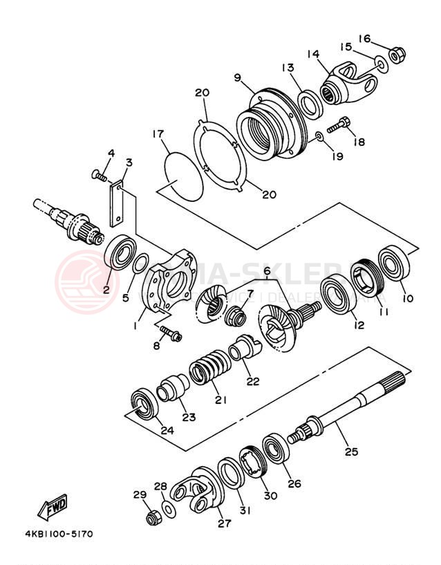 Schemat "Przeniesienie napędu" do Yamaha WOLVERINE YFM35FXJ